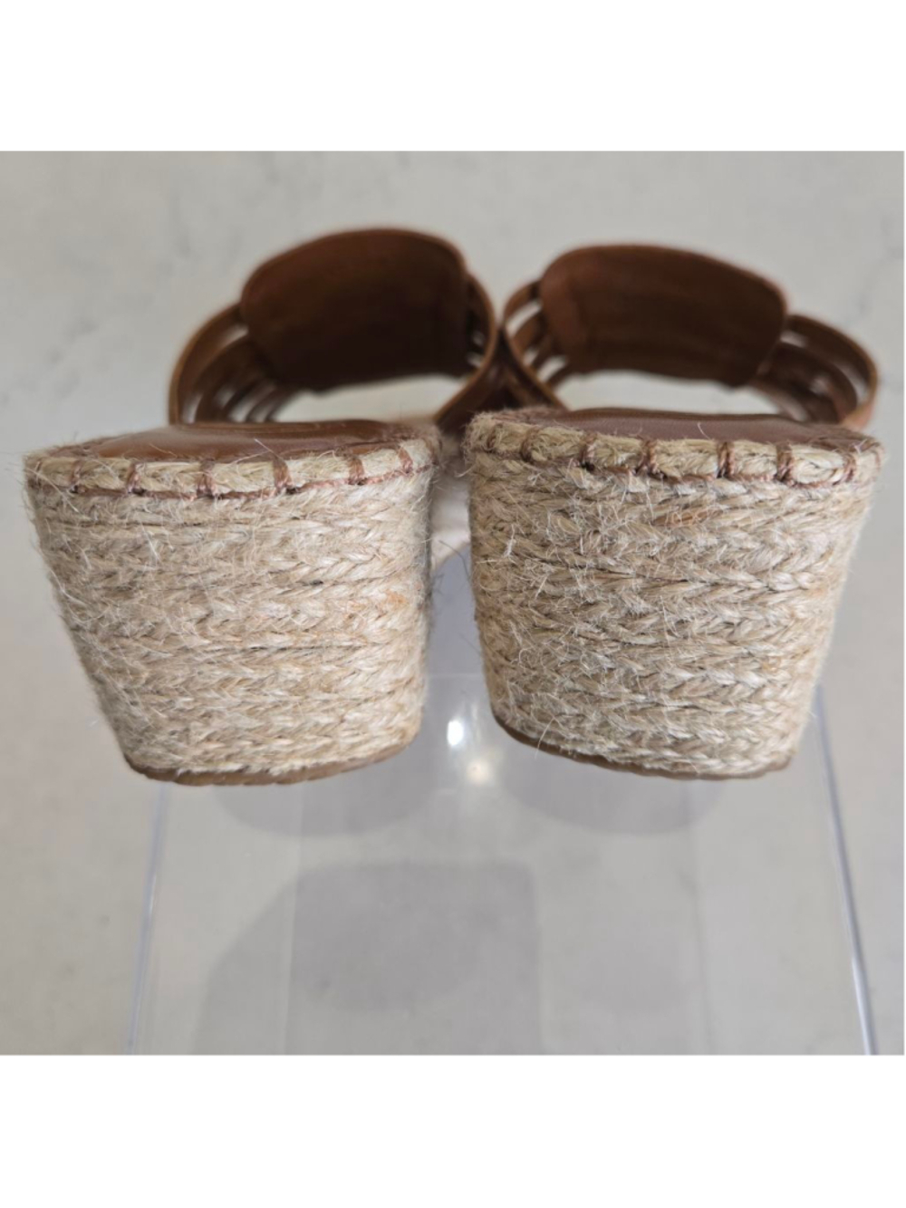 Women's Nurture Brown Woven Leather Espadrille Wedge Sandals 7.5 - Picture 7 of 10
